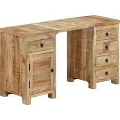 vidaXL Escritorio con pedestal madera maciza de mango 140x50x77 cm Discount