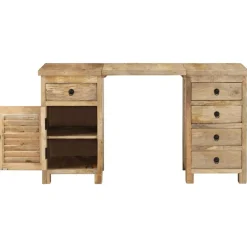 vidaXL Escritorio con pedestal madera maciza de mango 140x50x77 cm Discount