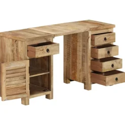 vidaXL Escritorio con pedestal madera maciza de mango 140x50x77 cm Discount