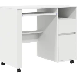 vidaXL Escritorio con Ruedas 91 x 50 x 77 cm Madera de ingeniería White Hot