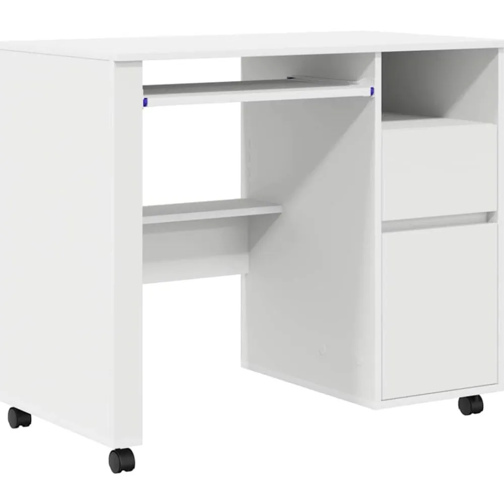 vidaXL Escritorio con Ruedas 91 x 50 x 77 cm Madera de ingeniería White Hot