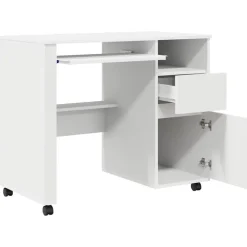 vidaXL Escritorio con Ruedas 91 x 50 x 77 cm Madera de ingeniería White Hot