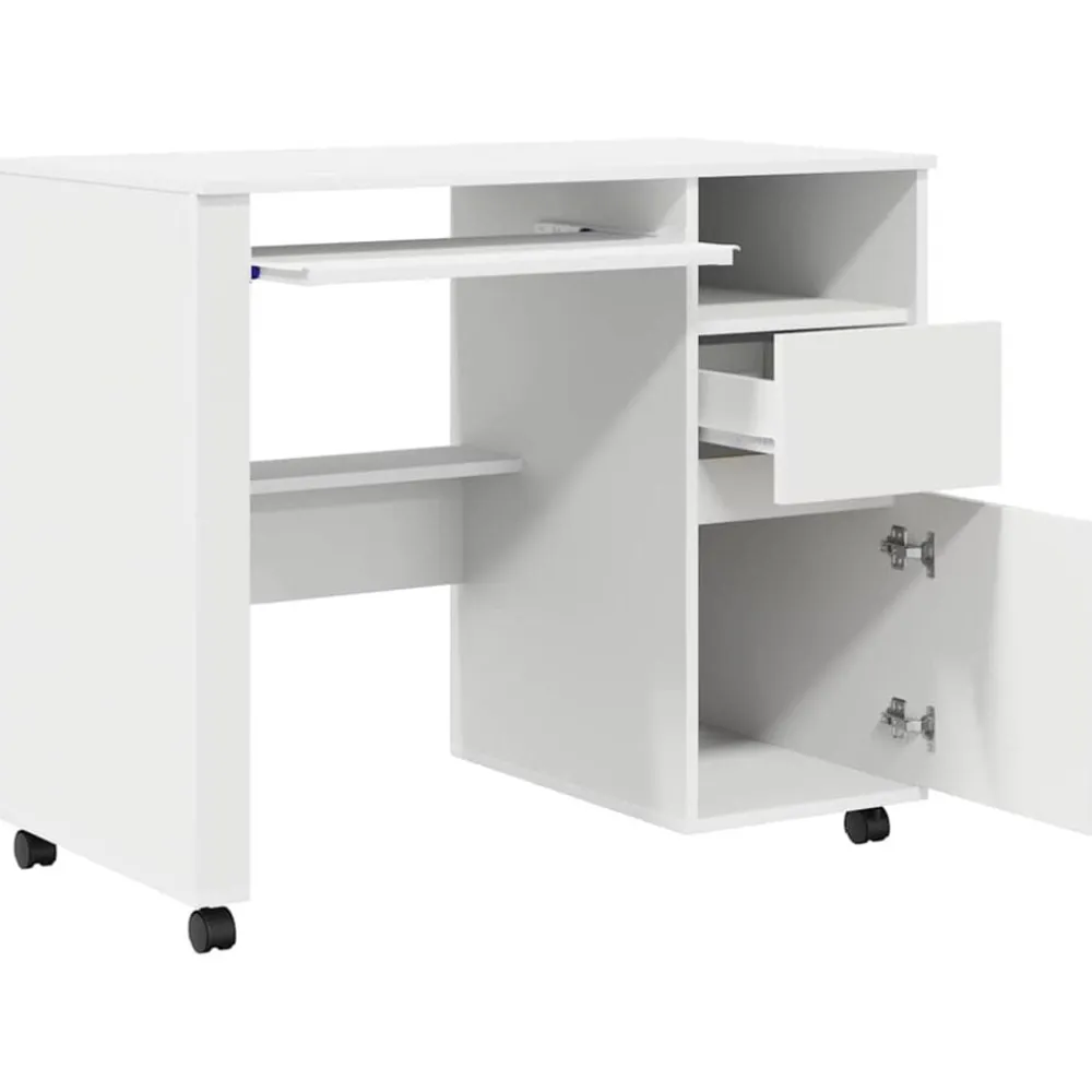 vidaXL Escritorio con Ruedas 91 x 50 x 77 cm Madera de ingeniería White Hot