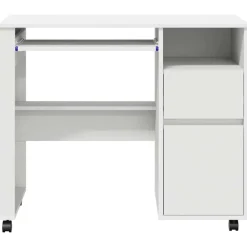 vidaXL Escritorio con Ruedas 91 x 50 x 77 cm Madera de ingeniería White Hot