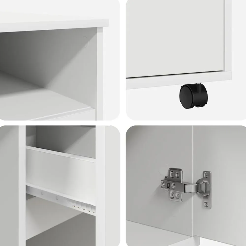 vidaXL Escritorio con Ruedas 91 x 50 x 77 cm Madera de ingeniería White Hot