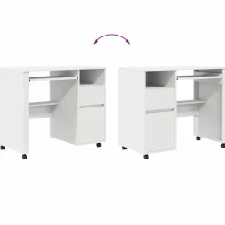 vidaXL Escritorio con Ruedas 91 x 50 x 77 cm Madera de ingeniería White Hot