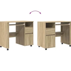 vidaXL Escritorio con Ruedas con cajón 91 x 50 x 77 cm Roble Sonoma Clearance