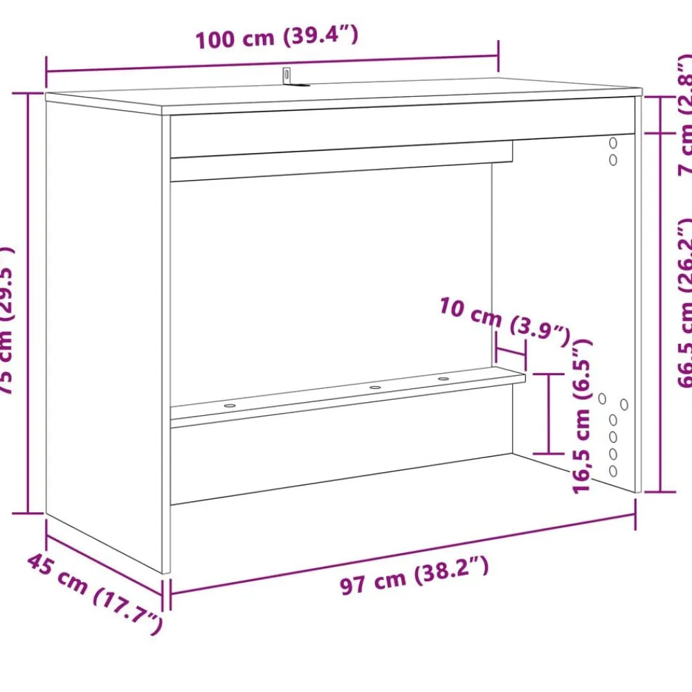 vidaXL Escritorio de Cama 100 x 45 x 75 cm Roble ahumado Best