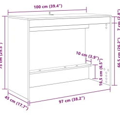 vidaXL Escritorio de Cama 100 x 45 x 75 cm Madera de ingeniería White Sale