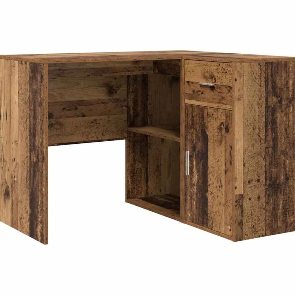 vidaXL Escritorio de Esquina con cajón Madera vieja 102 x 88 x 75 cm Madera envejecida Hot