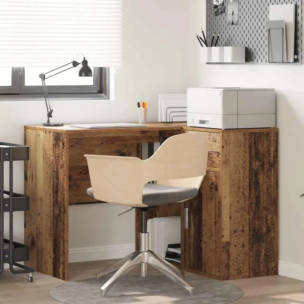 vidaXL Escritorio de Esquina con cajón Madera vieja 102 x 88 x 75 cm Madera envejecida Hot