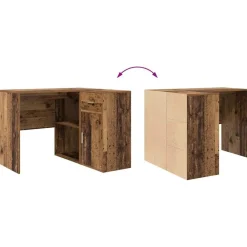 vidaXL Escritorio de Esquina con cajón Madera vieja 102 x 88 x 75 cm Madera envejecida Hot