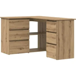 vidaXL Escritorio de esquina madera contrachapada 145x100x76 cm Roble artisan New