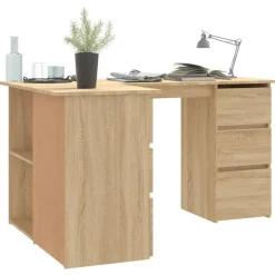 vidaXL Mobiliario De Oficina-Escritorio de esquina contrachapada color roble 145x100x76cm