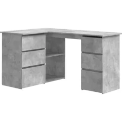 vidaXL Mobiliario De Oficina-Escritorio de esquina contrachapada gris hormigón 145x100x76 cm