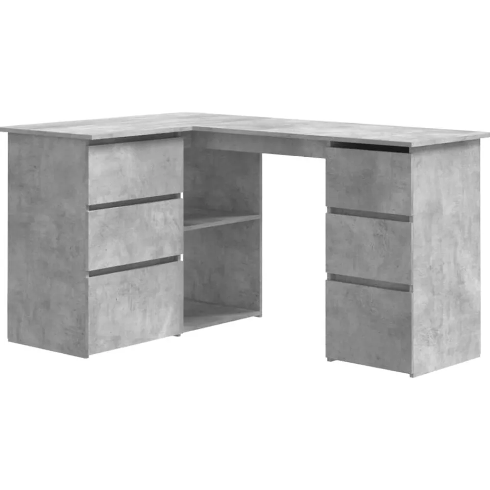 vidaXL Mobiliario De Oficina-Escritorio de esquina contrachapada gris hormigón 145x100x76 cm