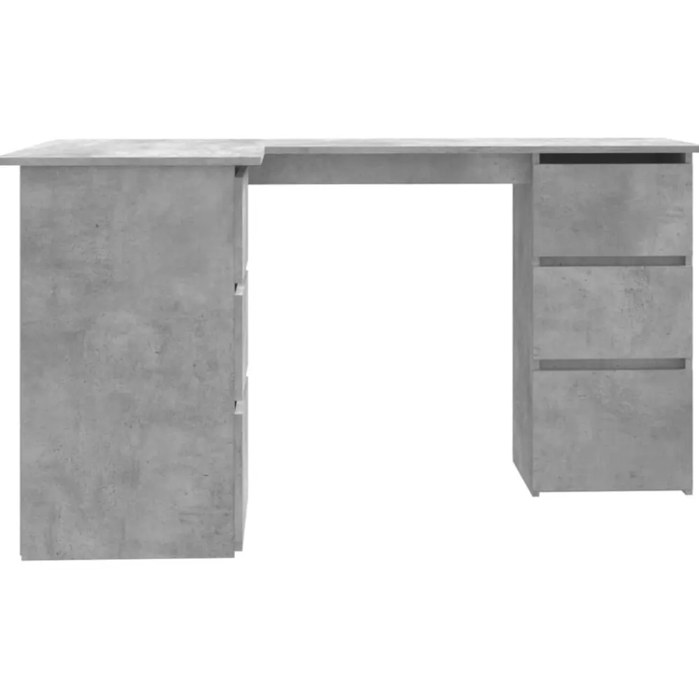 vidaXL Mobiliario De Oficina-Escritorio de esquina contrachapada gris hormigón 145x100x76 cm