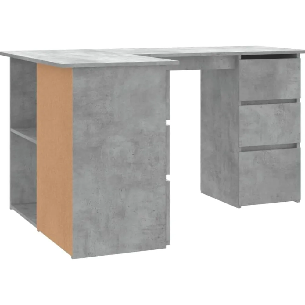 vidaXL Mobiliario De Oficina-Escritorio de esquina contrachapada gris hormigón 145x100x76 cm