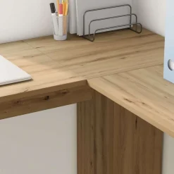 vidaXL Mobiliario De Oficina-Escritorio de Esquina Roble artesanal 140 x 113,5 x 75 cm