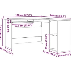 vidaXL Mobiliario De Oficina-Escritorio de esquina madera contrachapada 120x140x75 cm