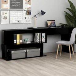 vidaXL Escritorio de esquina madera contrachapada 200x50x76 cm Negro Best