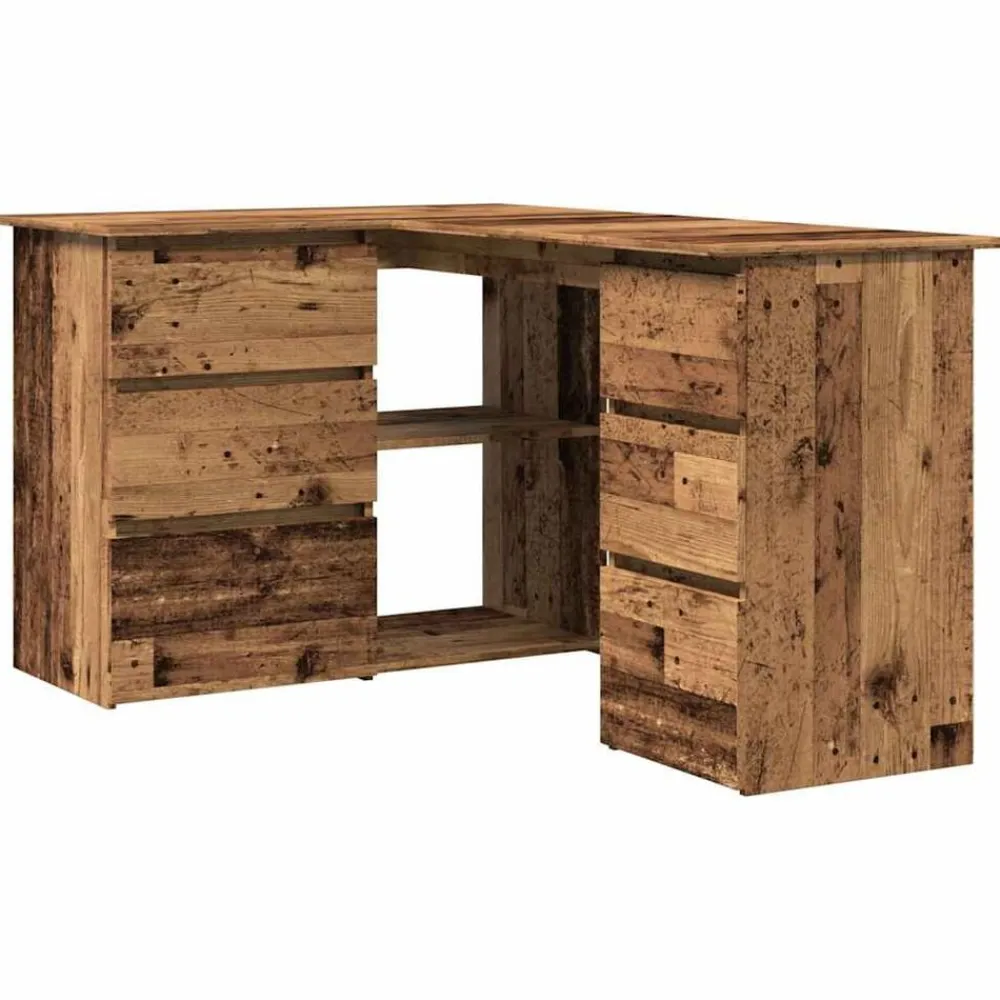 vidaXL Mobiliario De Oficina-Escritorio de esquina madera contrachapada madera envejecida