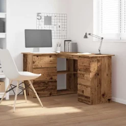 vidaXL Mobiliario De Oficina-Escritorio de esquina madera contrachapada madera envejecida