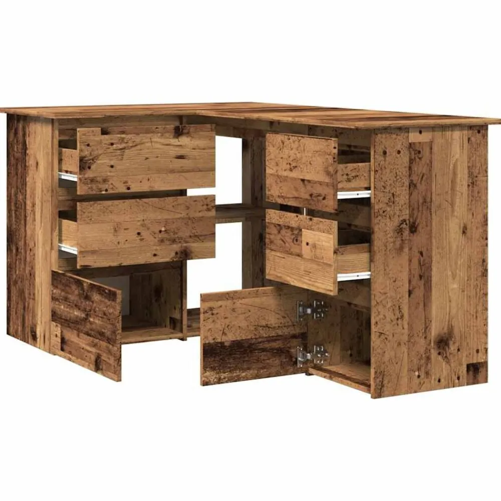 vidaXL Mobiliario De Oficina-Escritorio de esquina madera contrachapada madera envejecida