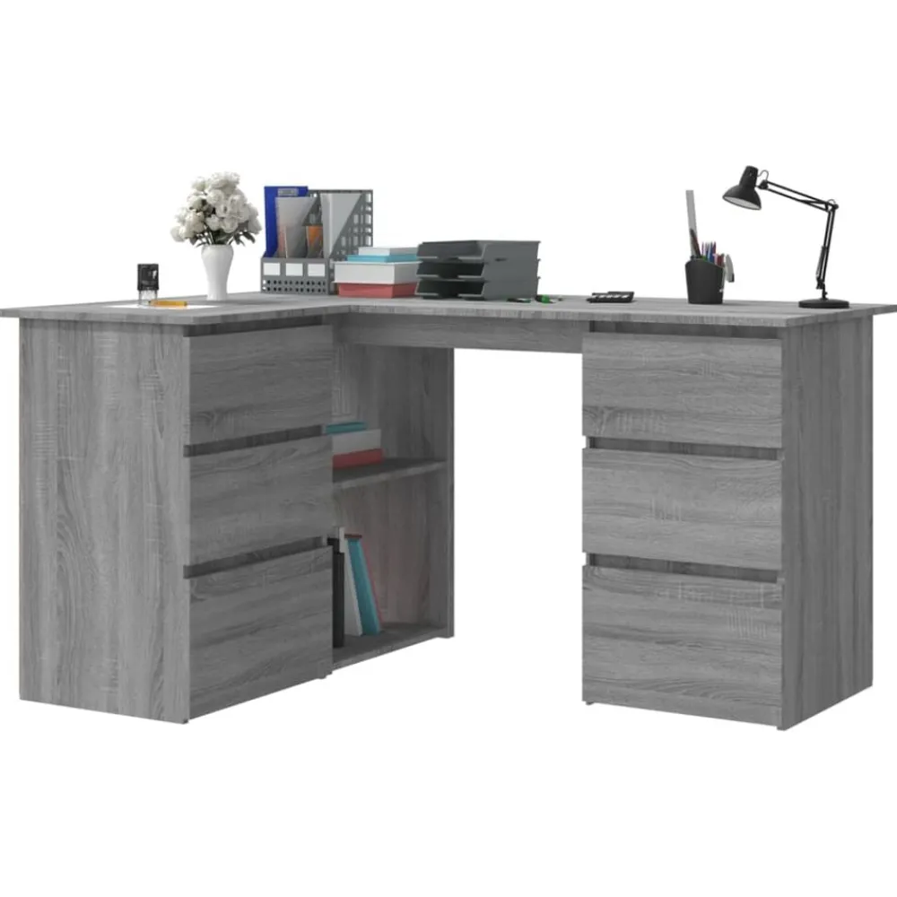 vidaXL Mobiliario De Oficina-Escritorio de esquina contrachapada 145x100x76 cm
