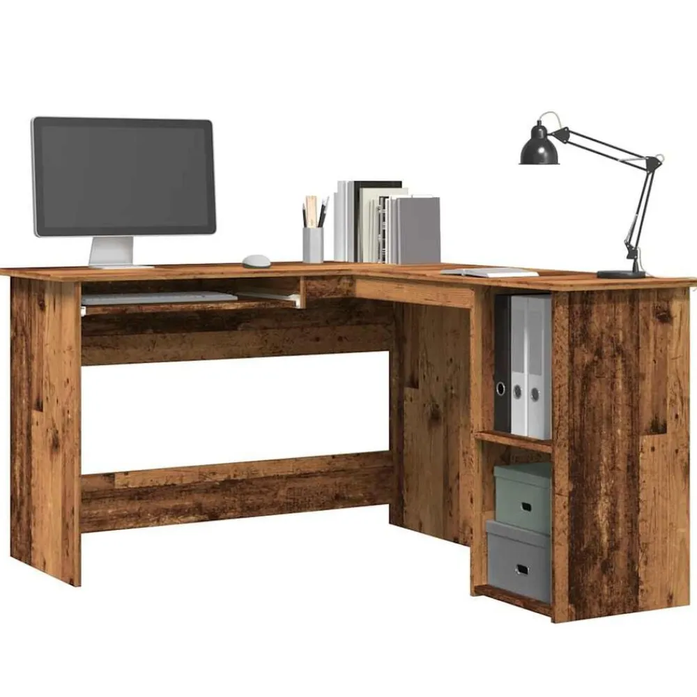 vidaXL Mobiliario De Oficina-Escritorio de esquina madera contrachapada madera vieja