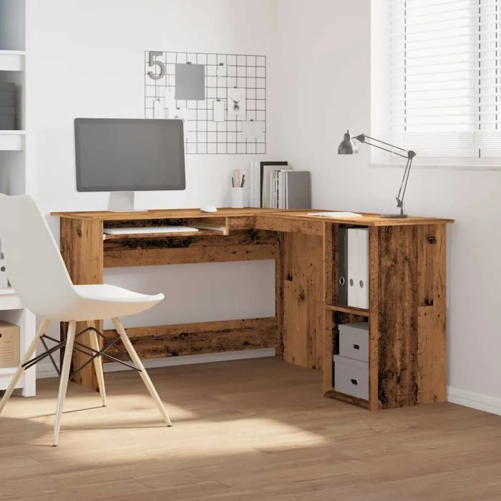 vidaXL Mobiliario De Oficina-Escritorio de esquina madera contrachapada madera vieja