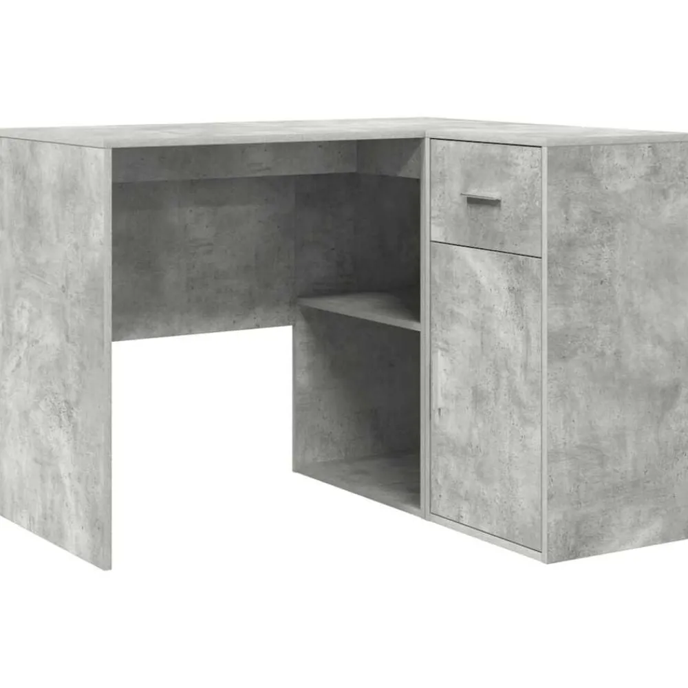 vidaXL Mobiliario De Oficina-Escritorio de Esquina con cajón Gris Concreto 102 x 88 x 75 cm