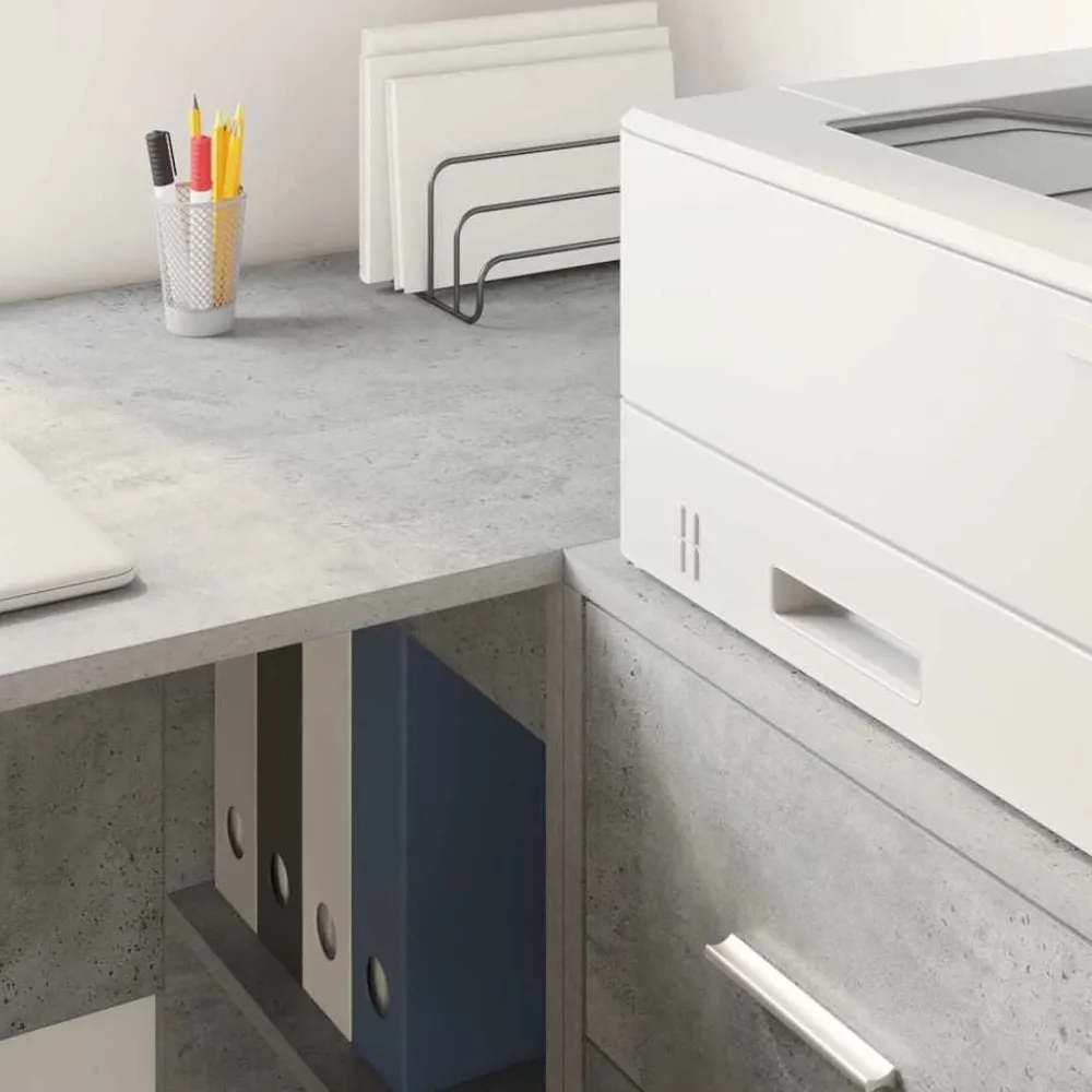 vidaXL Mobiliario De Oficina-Escritorio de Esquina con cajón Gris Concreto 102 x 88 x 75 cm