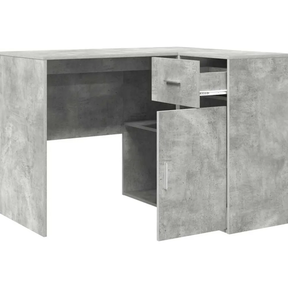 vidaXL Mobiliario De Oficina-Escritorio de Esquina con cajón Gris Concreto 102 x 88 x 75 cm