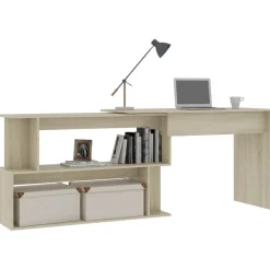 vidaXL Escritorio de esquina contrachapada color roble 200x50x76 cm Roble Sonoma Sale