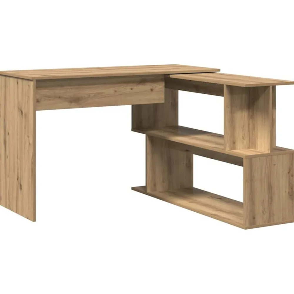 vidaXL Escritorio de esquina madera contrachapada 200,5x50x76 cm Roble artisan