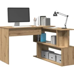 vidaXL Escritorio de esquina madera contrachapada 200,5x50x76 cm Roble artisan