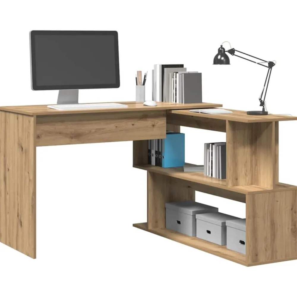vidaXL Escritorio de esquina madera contrachapada 200,5x50x76 cm Roble artisan