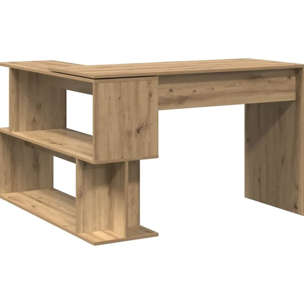vidaXL Escritorio de esquina madera contrachapada 200,5x50x76 cm Roble artisan