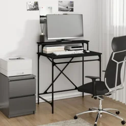 vidaXL Mobiliario De Oficina-Escritorio de hierro y madera contrachapada 80x50x90 cm