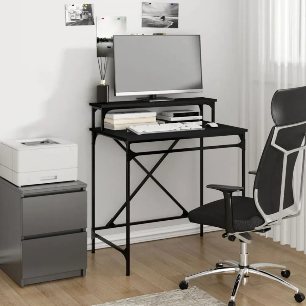 vidaXL Mobiliario De Oficina-Escritorio de hierro y madera contrachapada 80x50x90 cm