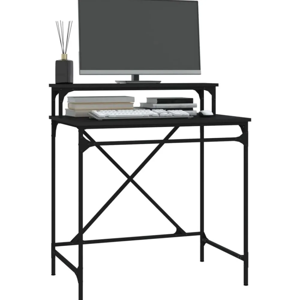 vidaXL Mobiliario De Oficina-Escritorio de hierro y madera contrachapada 80x50x90 cm
