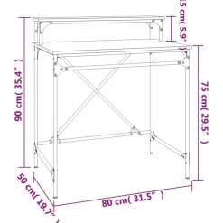 vidaXL Mobiliario De Oficina-Escritorio de hierro y madera contrachapada 80x50x90 cm