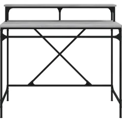 vidaXL Escritorio de hierro y contrachapada 100x50x90 cm Gris sonoma Sale