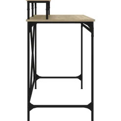 vidaXL Mobiliario De Oficina-Escritorio de hierro y madera contrachapada Sonoma 100x50x90 cm