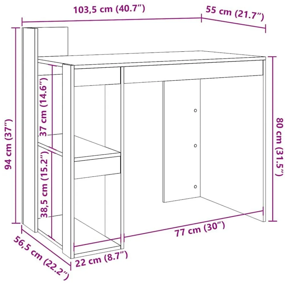vidaXL Mobiliario De Oficina-Escritorio de madera de ingeniería 103,5x56,5x94 cm
