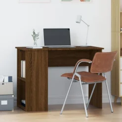 vidaXL Mobiliario De Oficina-Escritorio de madera contrachapada marrón roble 100x55x75 cm