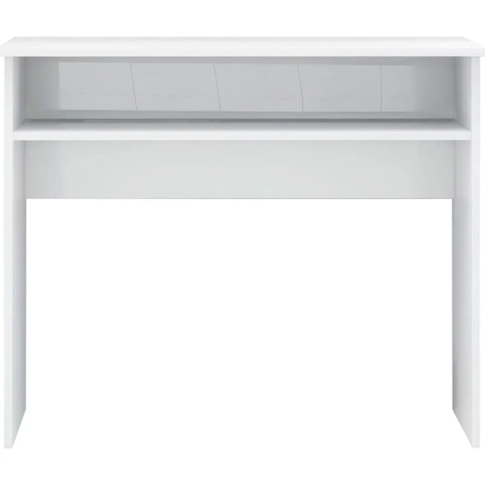 vidaXL Mobiliario De Oficina-Escritorio de madera contrachapada blanco brillo 90x50x74 cm