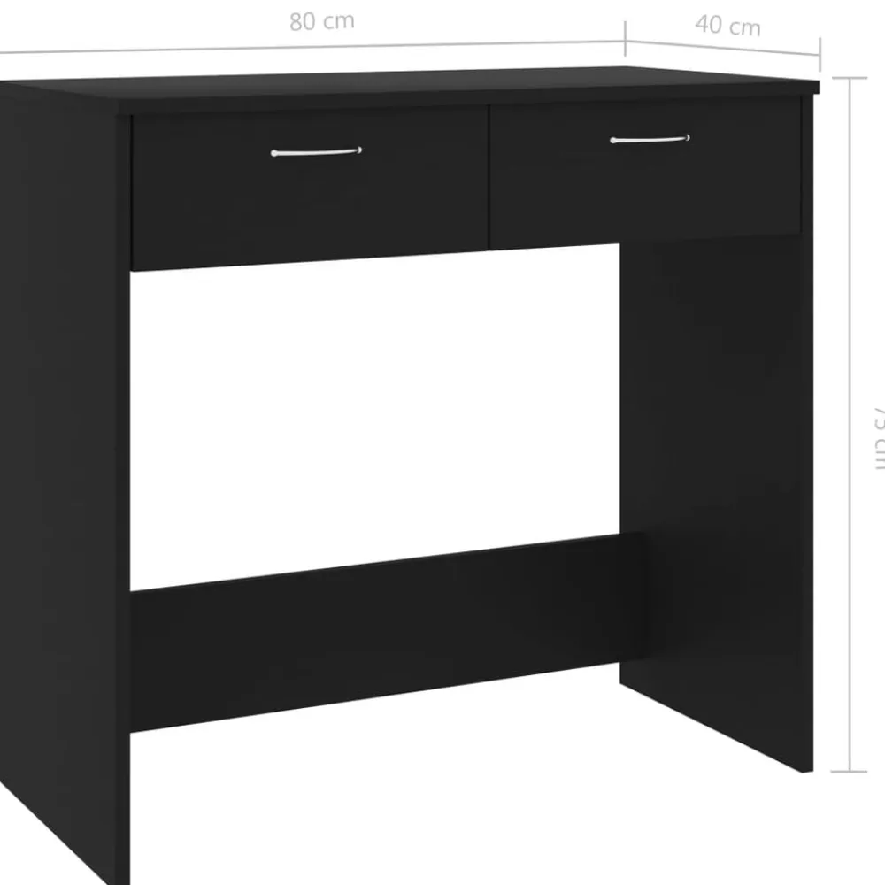 vidaXL Escritorio de madera contrachapada 80x40x75 cm Negro Outlet