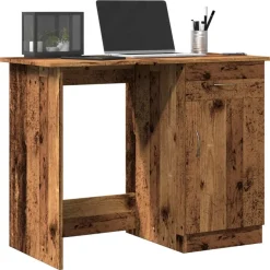 vidaXL Mobiliario De Oficina-Escritorio de madera de ingeniería envejecida 100x50x76 cm